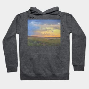 Orange Blue Sky Oil on Canvas Hoodie